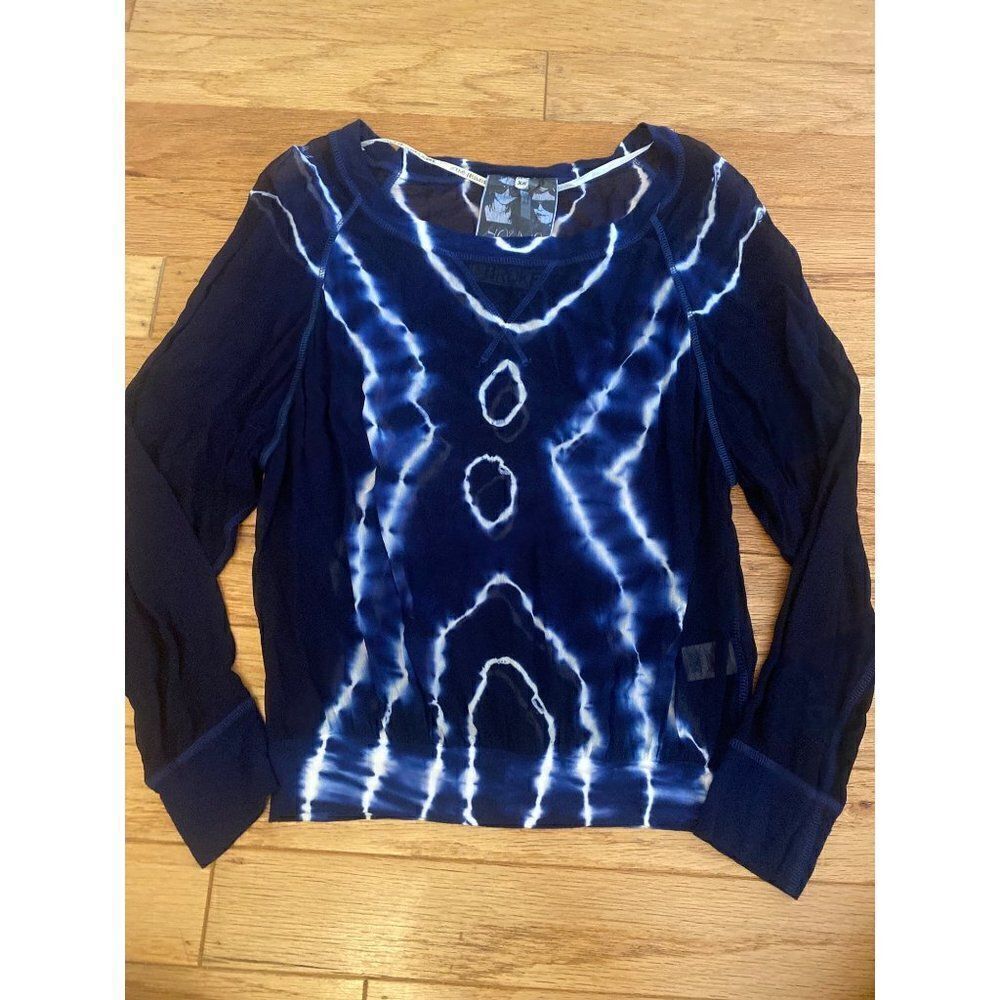 Young Fabulous & Broke, women's blue sheer tie dye long sleeve blouse size XS